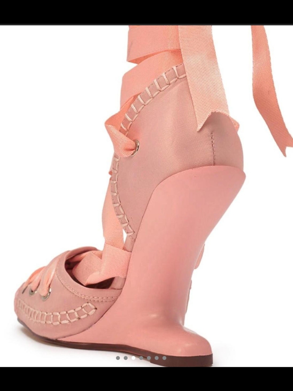 AKIRA Pink Satin Lace-Up Heels with Ribbon Wrap - Picture 4 of 6